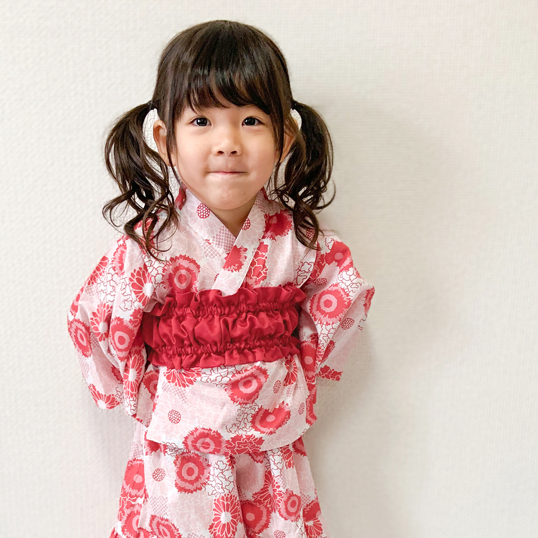 贈り物 女の子 花柄浴衣 甚平 リボン付き
